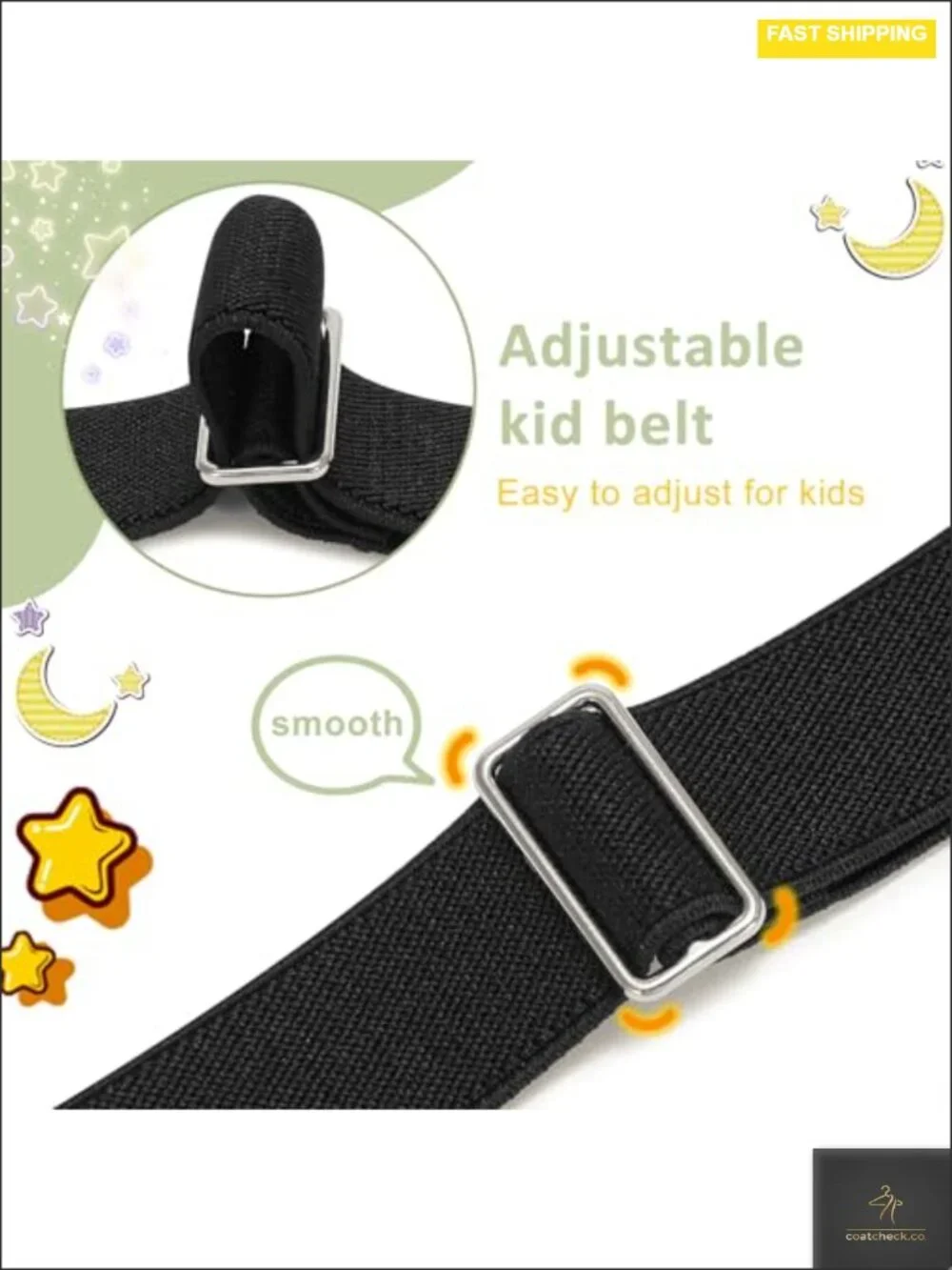 2 Pack Kids Adjustable Magnetic Belt Elastic Buckle Boys Girls